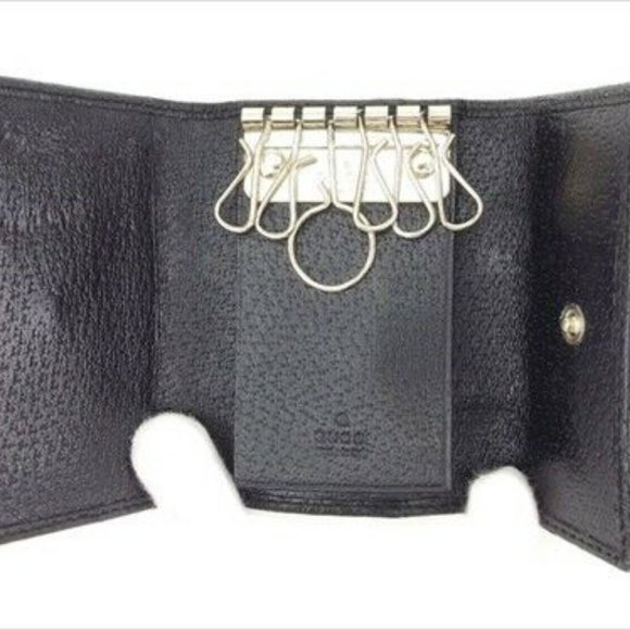 Gucci Key case Key holder GG Black Canvas Leather Woman Authentic Used - Picture 2 of 8